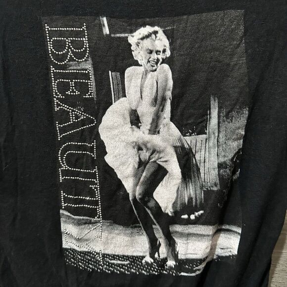 Marilyn Monroe Life Is Beautiful Women's Loungewear Light Heather Shirt Size S - Picture 3 of 6